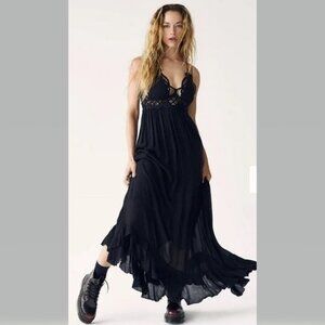 Free People Adella Maxi Dress in Black Size S NWT